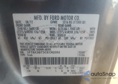 2012 Ford F350 Super Duty from USA, damaged, VIN 1FT8X3BT3CEC62352